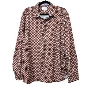 Con.Struct Mens XL Slim Fit 4-Way Stretch Floral Geometric Button Down Shirt